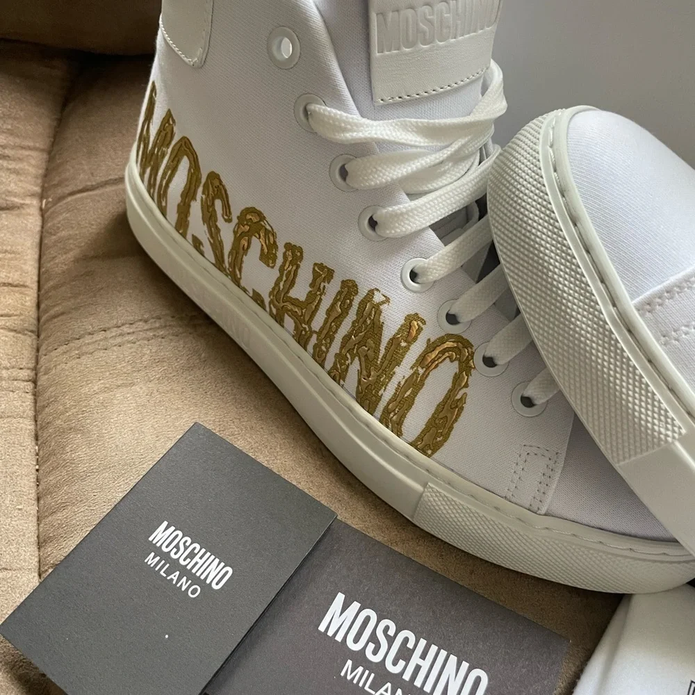 Moschino High top sneakers canvas White/ Gold Versatile aesthetic - Picture 5 of 10
